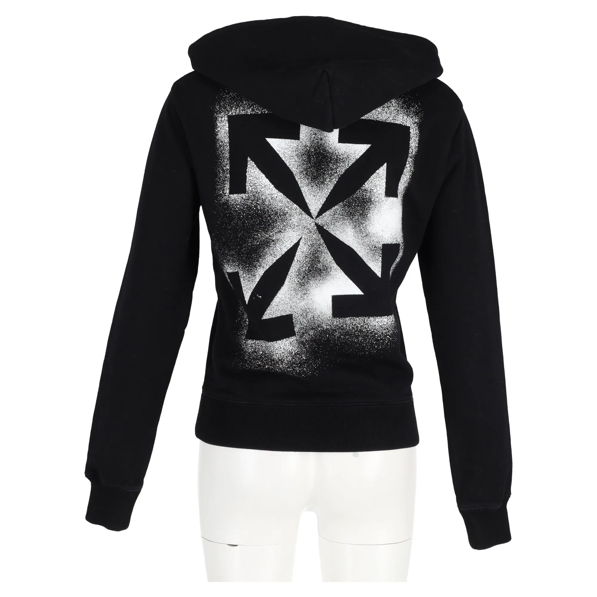 Off-White Arrow Print Hoodie in Black Cotton