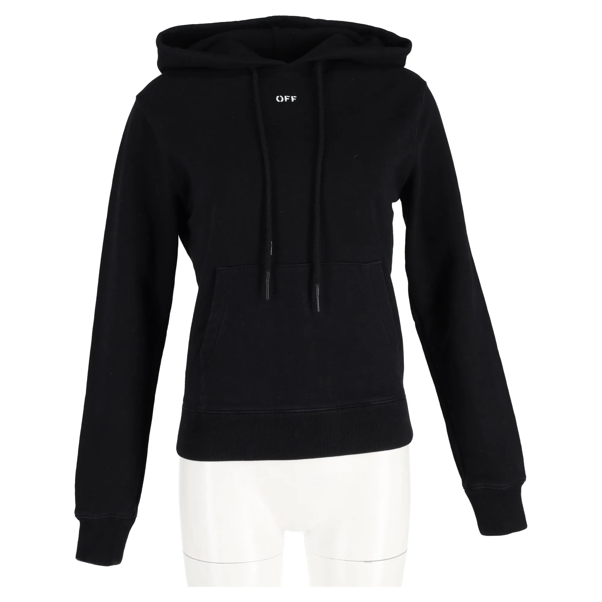 Off-White Arrow Print Hoodie in Black Cotton
