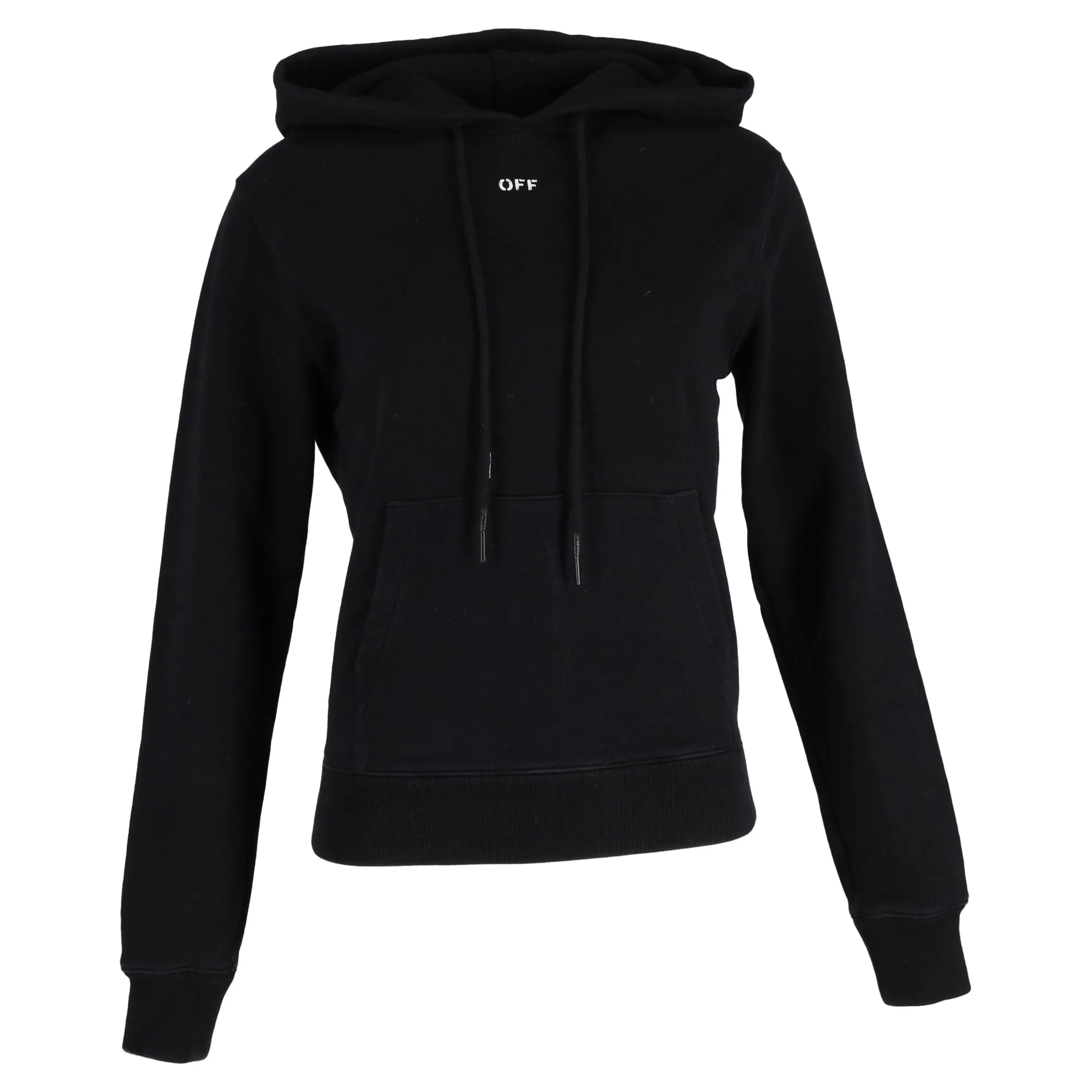Off-White Arrow Print Hoodie in Black Cotton