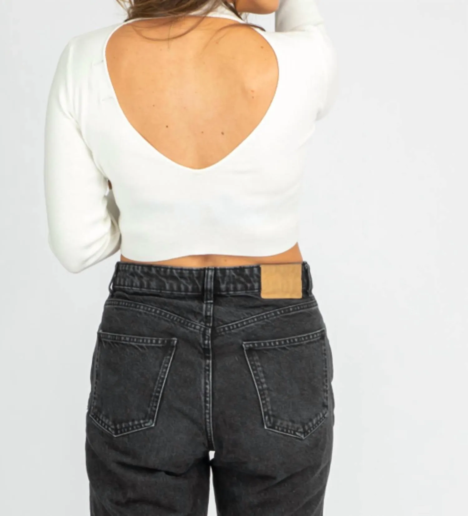 Open Back Mockneck Sweater In Ivory