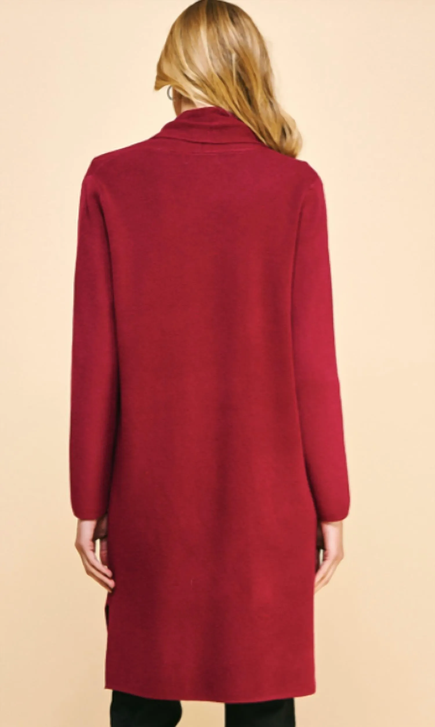 Open Knitted Cardigan In Wine