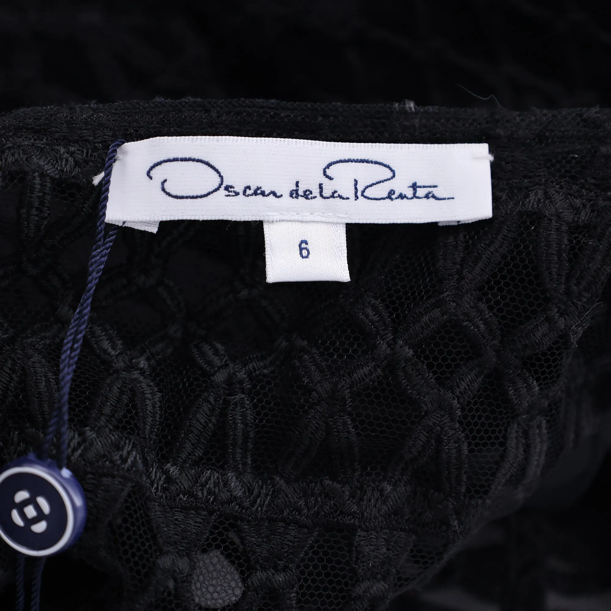 Oscar de la Renta Caraco Bow-Embellished Guipure Lace Top In Black Cotton