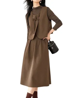 OUNIXUE 3pc Top, Vest, & Skirt Set