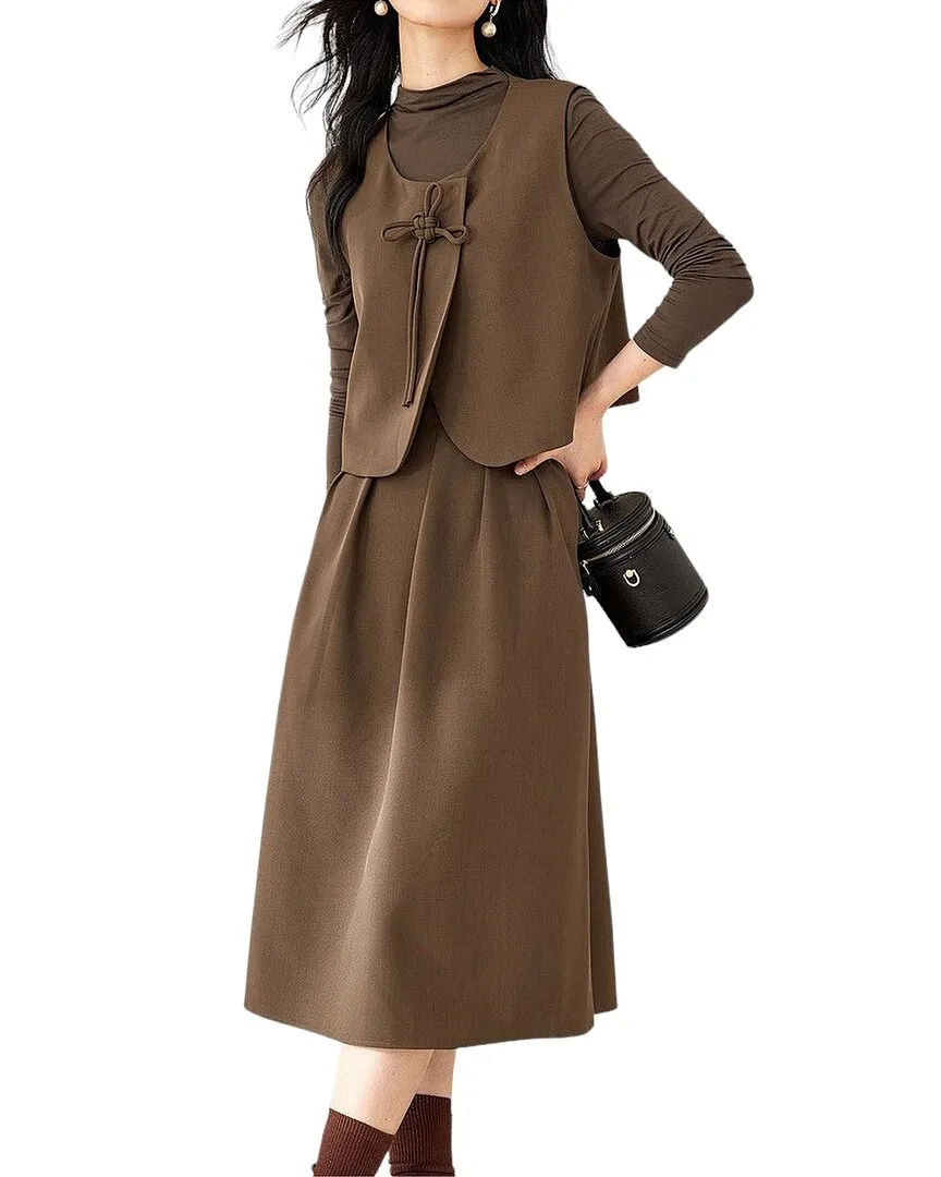 OUNIXUE 3pc Top, Vest, & Skirt Set