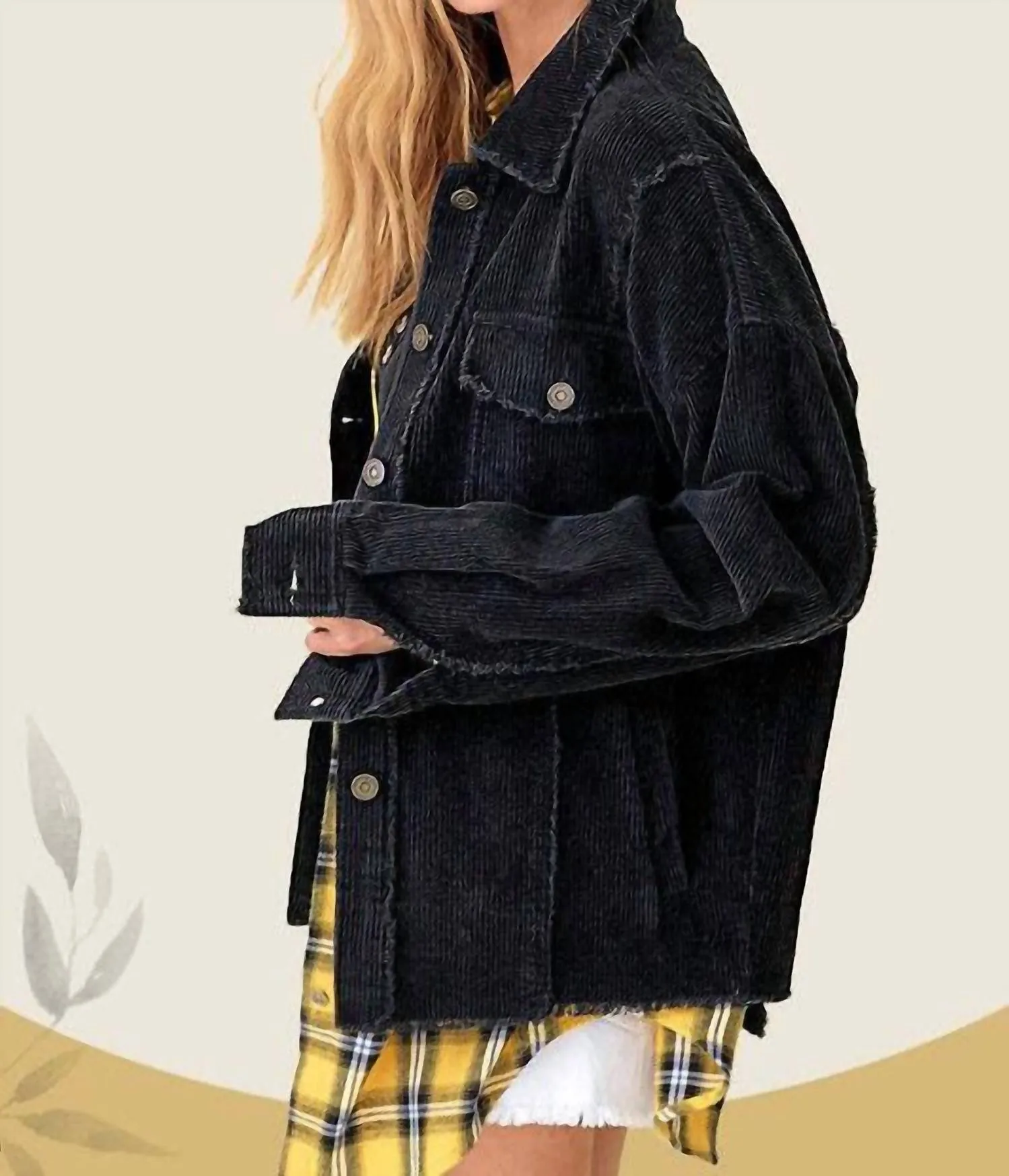 Oversized Corduroy Jacket In Black