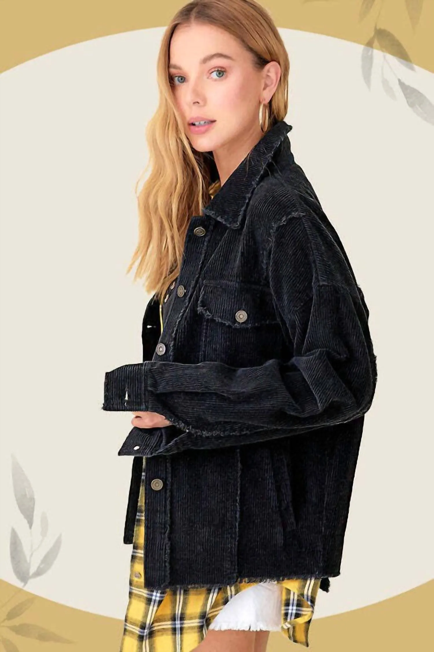 Oversized Corduroy Jacket In Black