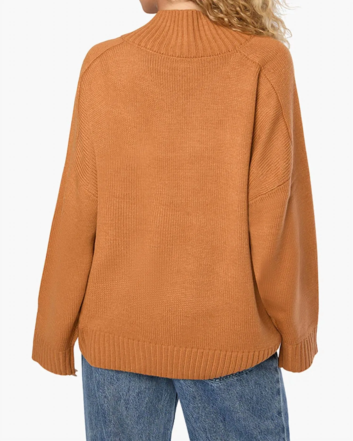 Oversized Funnel Neck Sweater In Camel