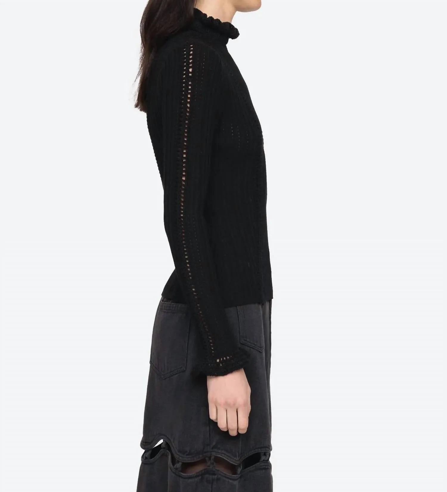 Paco Riva Turtleneck Sweater In Black