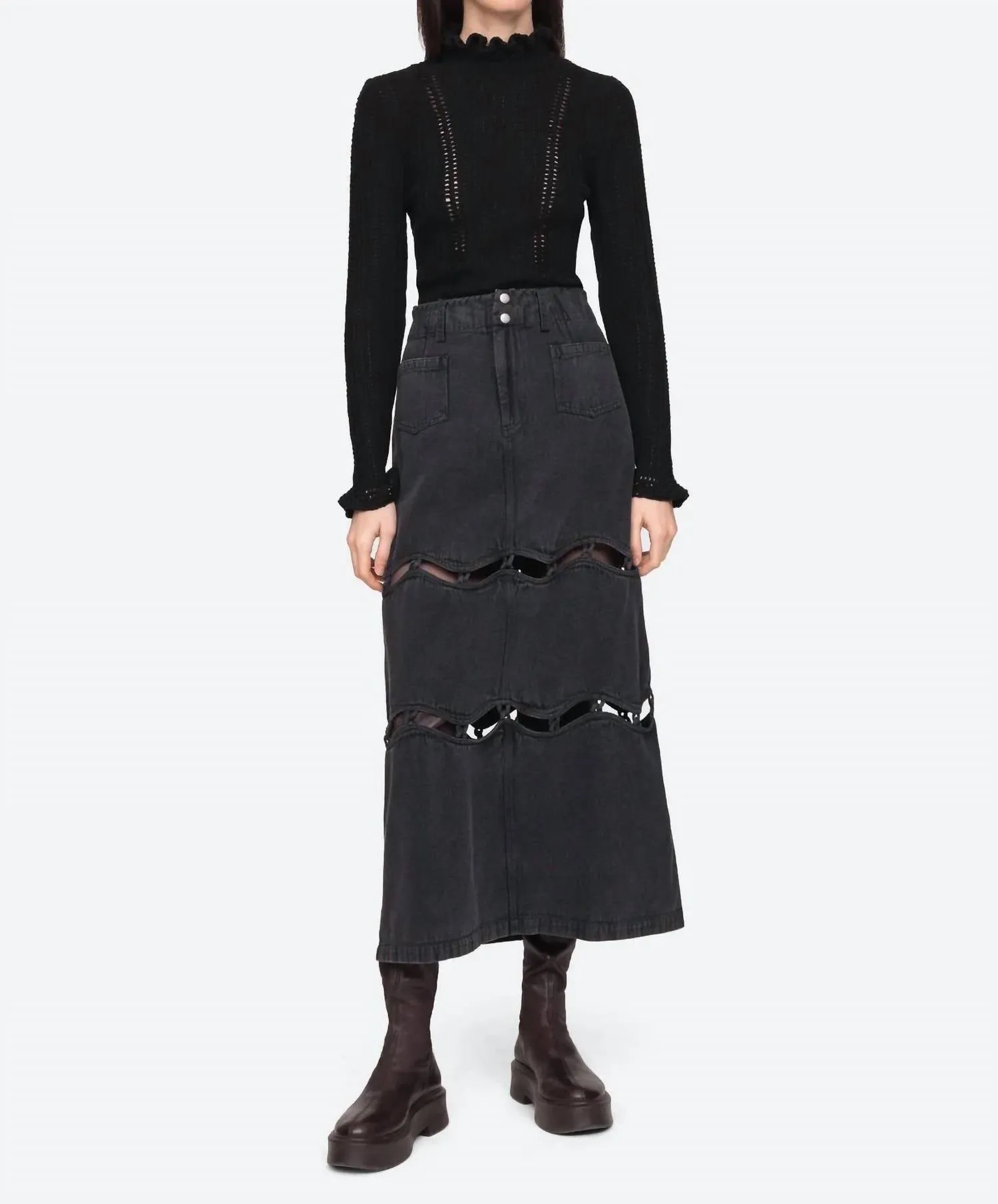 Paco Riva Turtleneck Sweater In Black