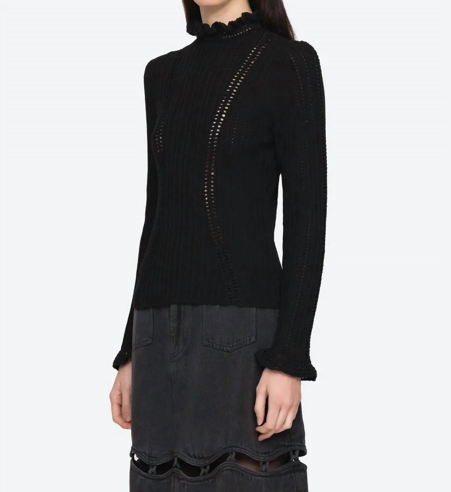 Paco Riva Turtleneck Sweater In Black