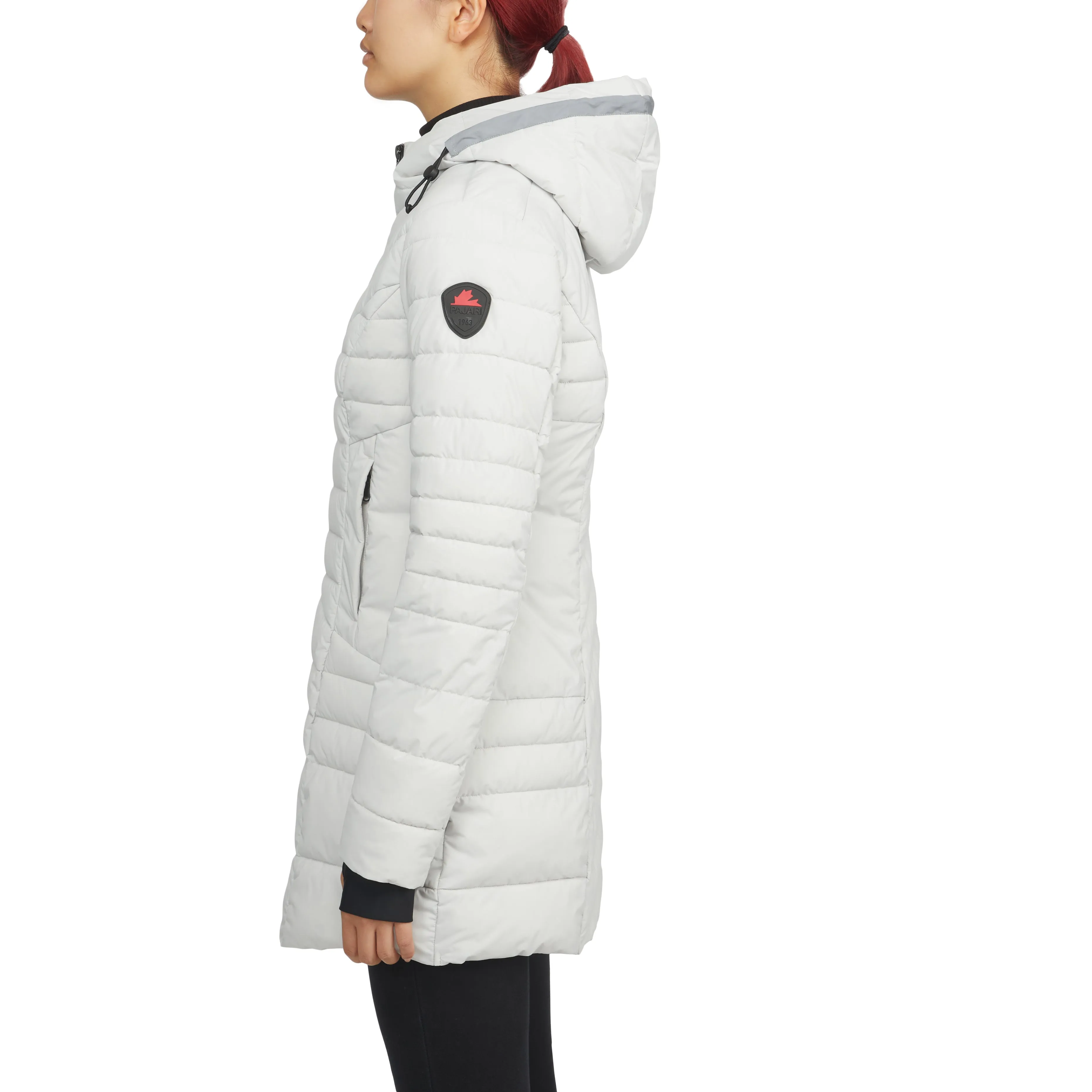 Pajar Women's Cort Light Weight Stretch Fixed Hood Puffer with Reflective Trim