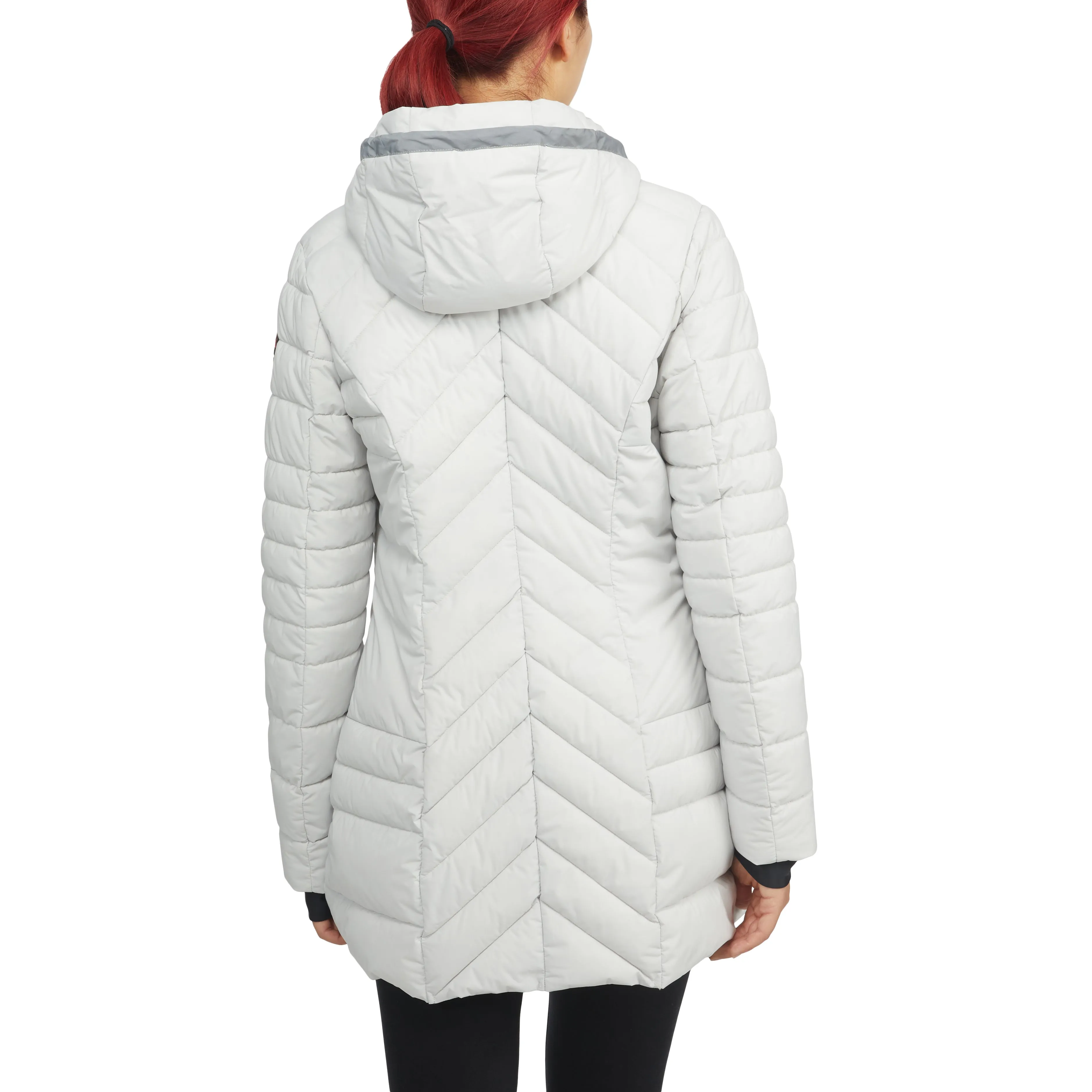 Pajar Women's Cort Light Weight Stretch Fixed Hood Puffer with Reflective Trim
