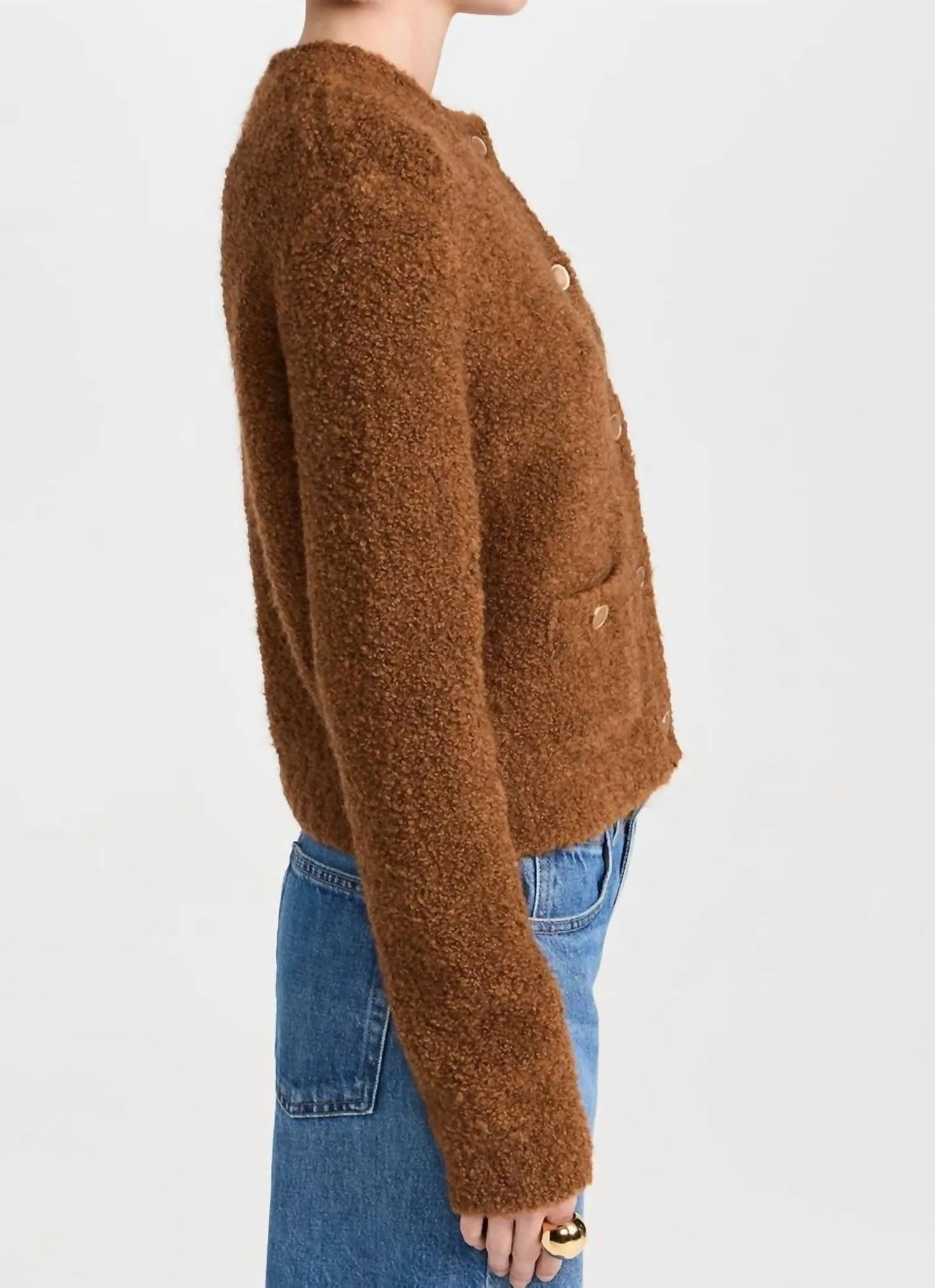 Patch Pocket Cardigan In Camel