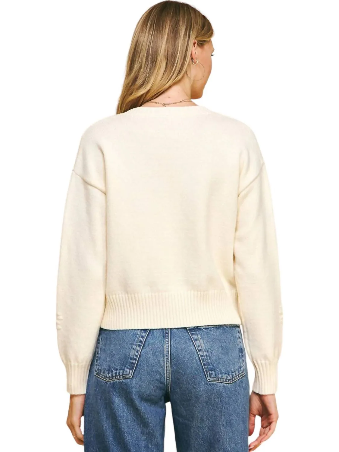 Pearl Embellished Sweater In Ivory
