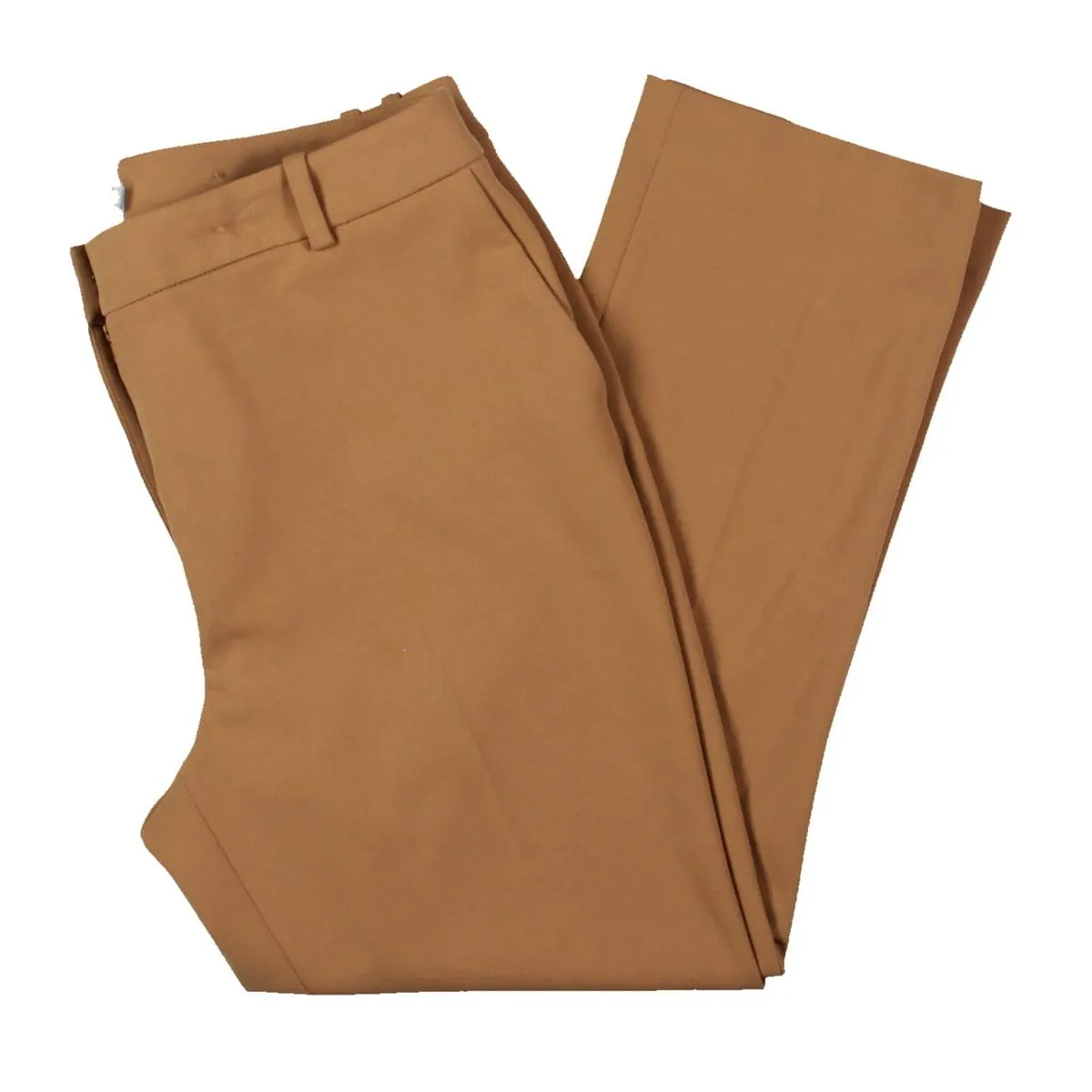 Petites Womens Cropped Solid Straight Leg Pants