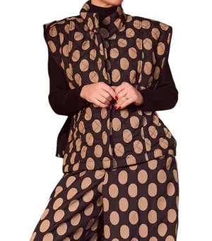 Petrona Polka Dot Waistcoat In Taupe