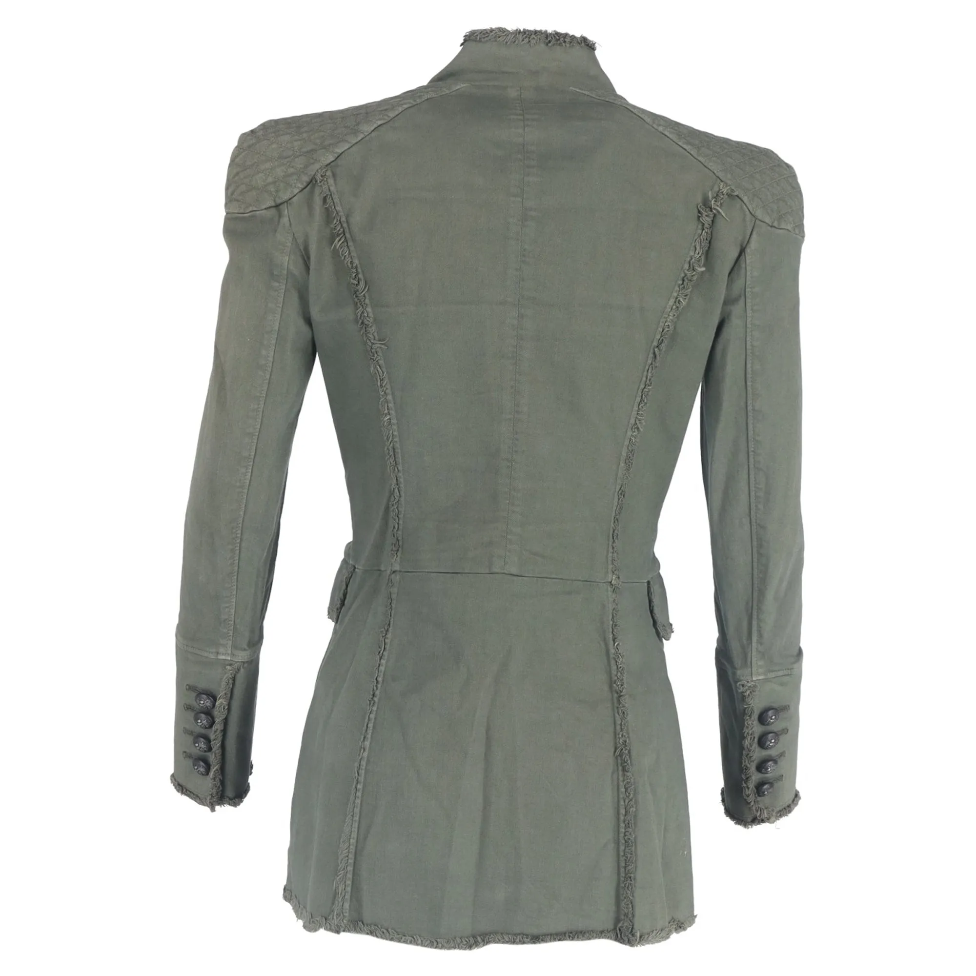 Pierre Balmain Double Breasted Military Jacket in Green Cotton