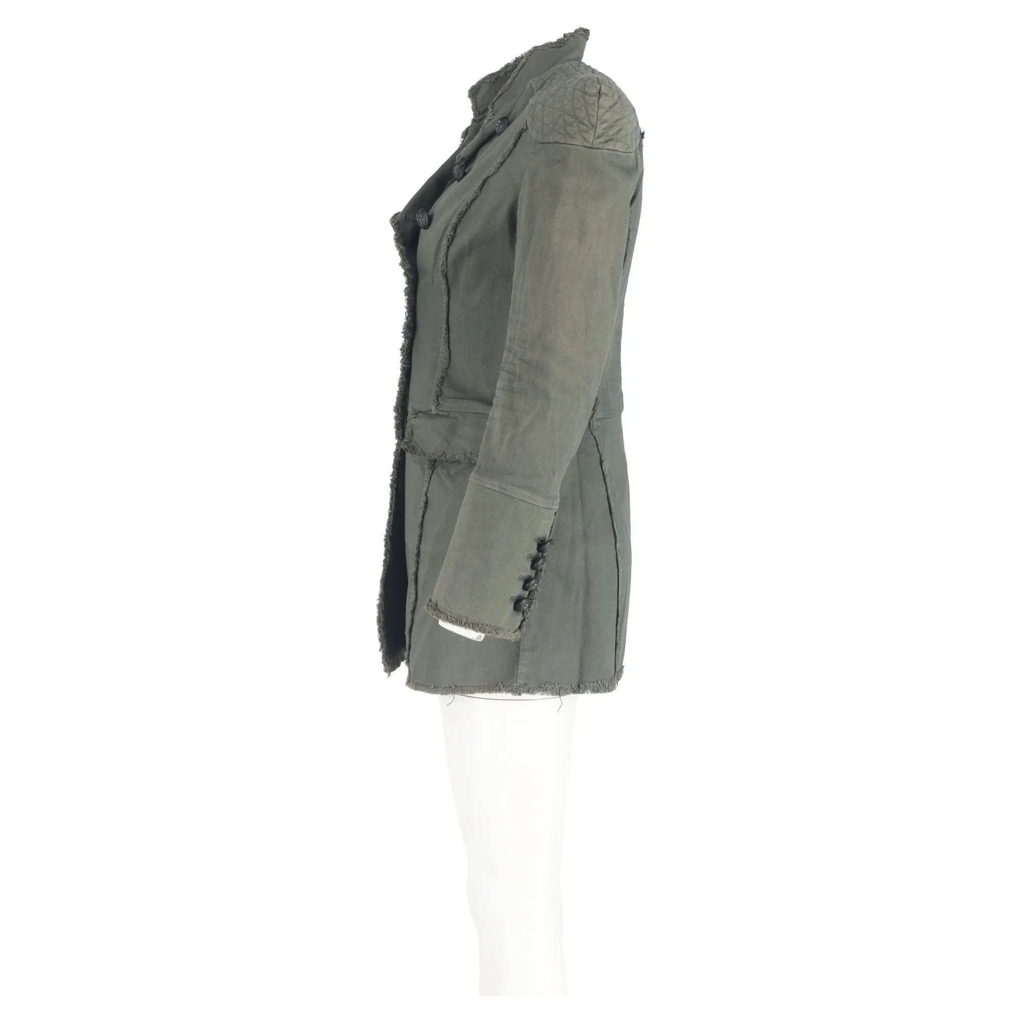 Pierre Balmain Double Breasted Military Jacket in Green Cotton
