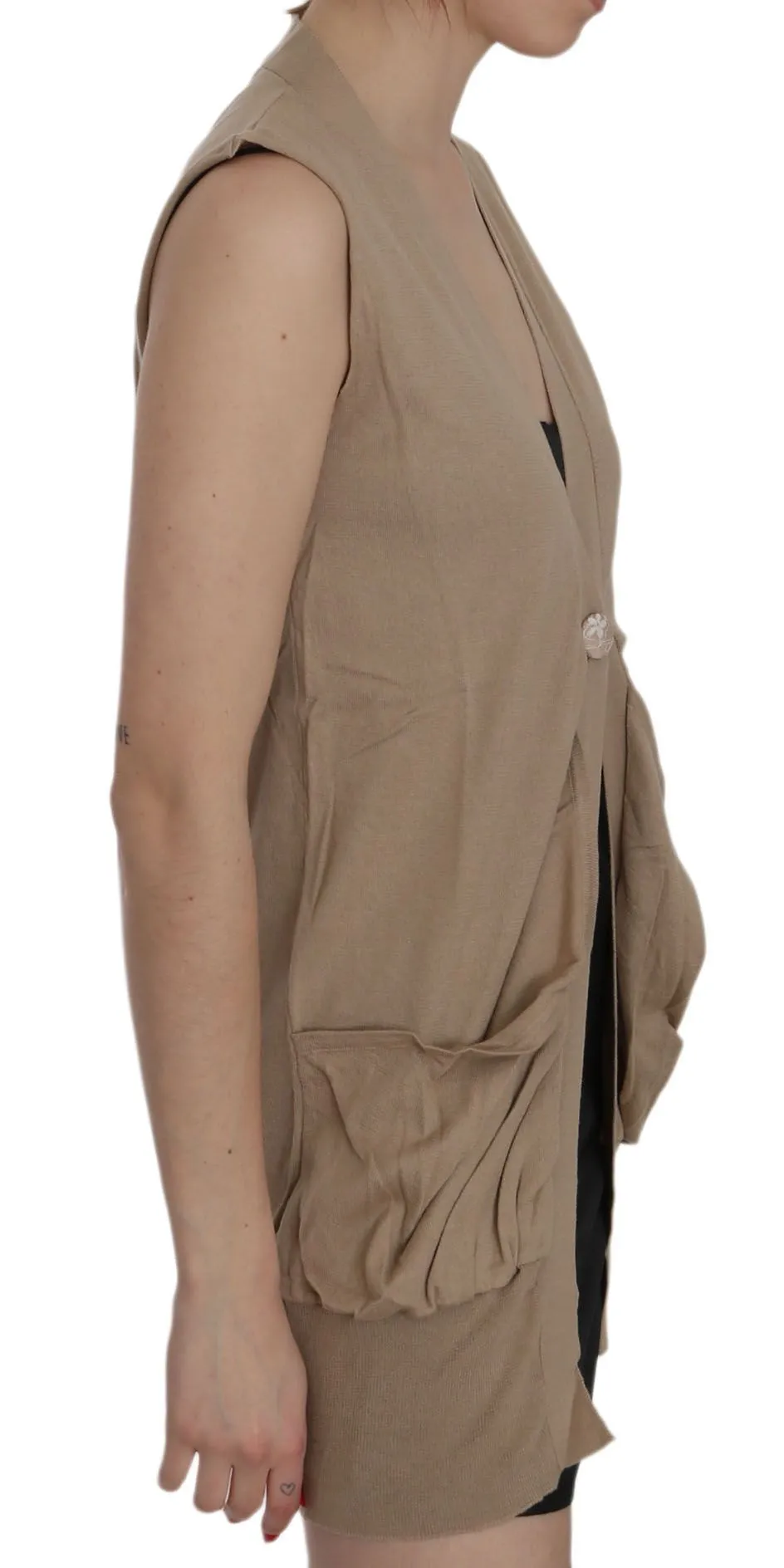 pink MEMORIES  100% Cotton Sleeveless Cardigan Top Women's Vest