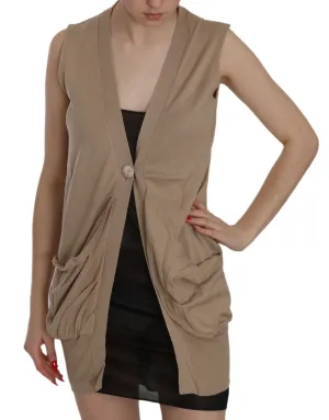 pink MEMORIES  100% Cotton Sleeveless Cardigan Top Women's Vest