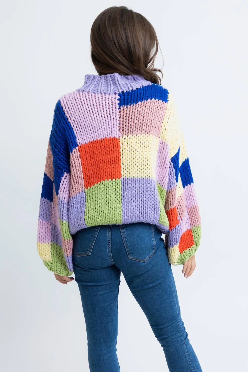 Piper Crochet Colorblock Sweater In Multi