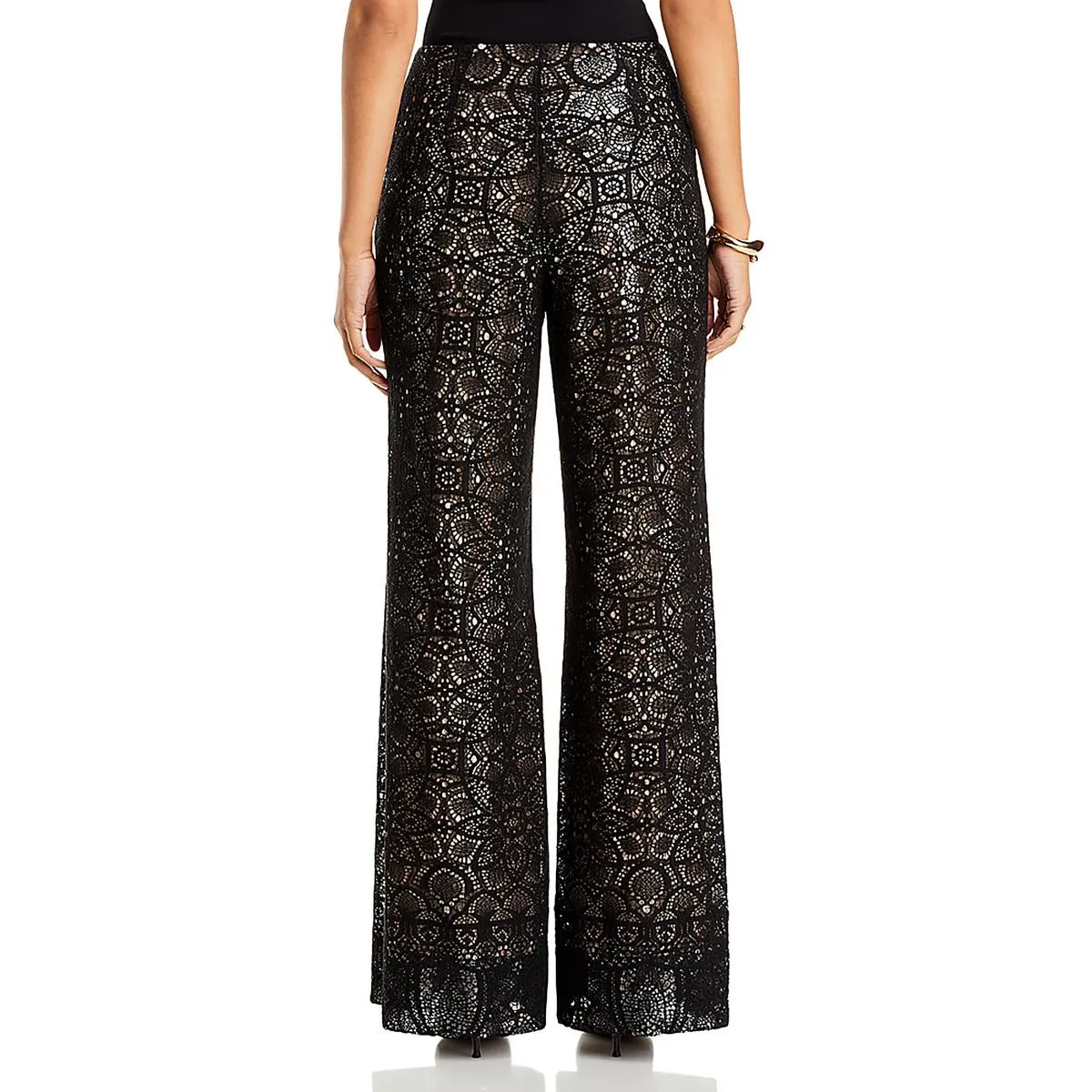 Piper Womens Lace Sequined Wide Leg Pants