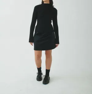 Pleated Mock Neck Sweater In Black
