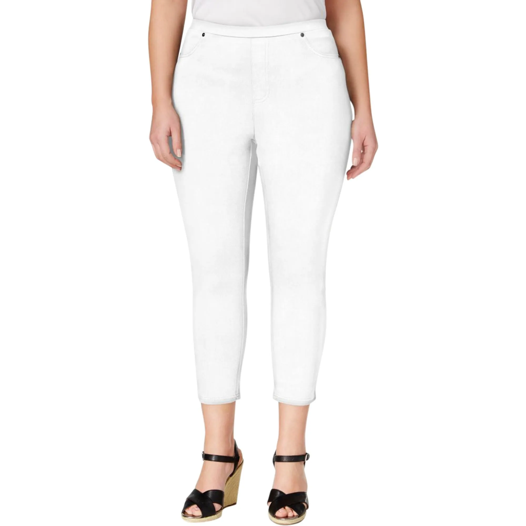 Plus Womens Comfort Waist Mid-Rise Capri Pants