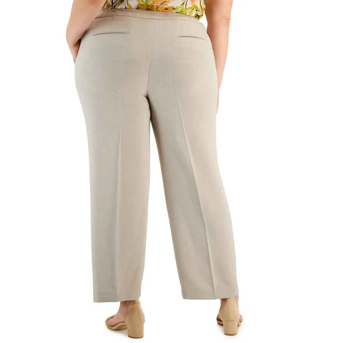 Plus Womens High Rise Stretch Straight Leg Pants