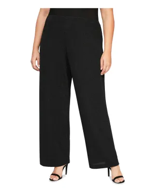 Plus Womens Metallic Stretch Straight Leg Pants