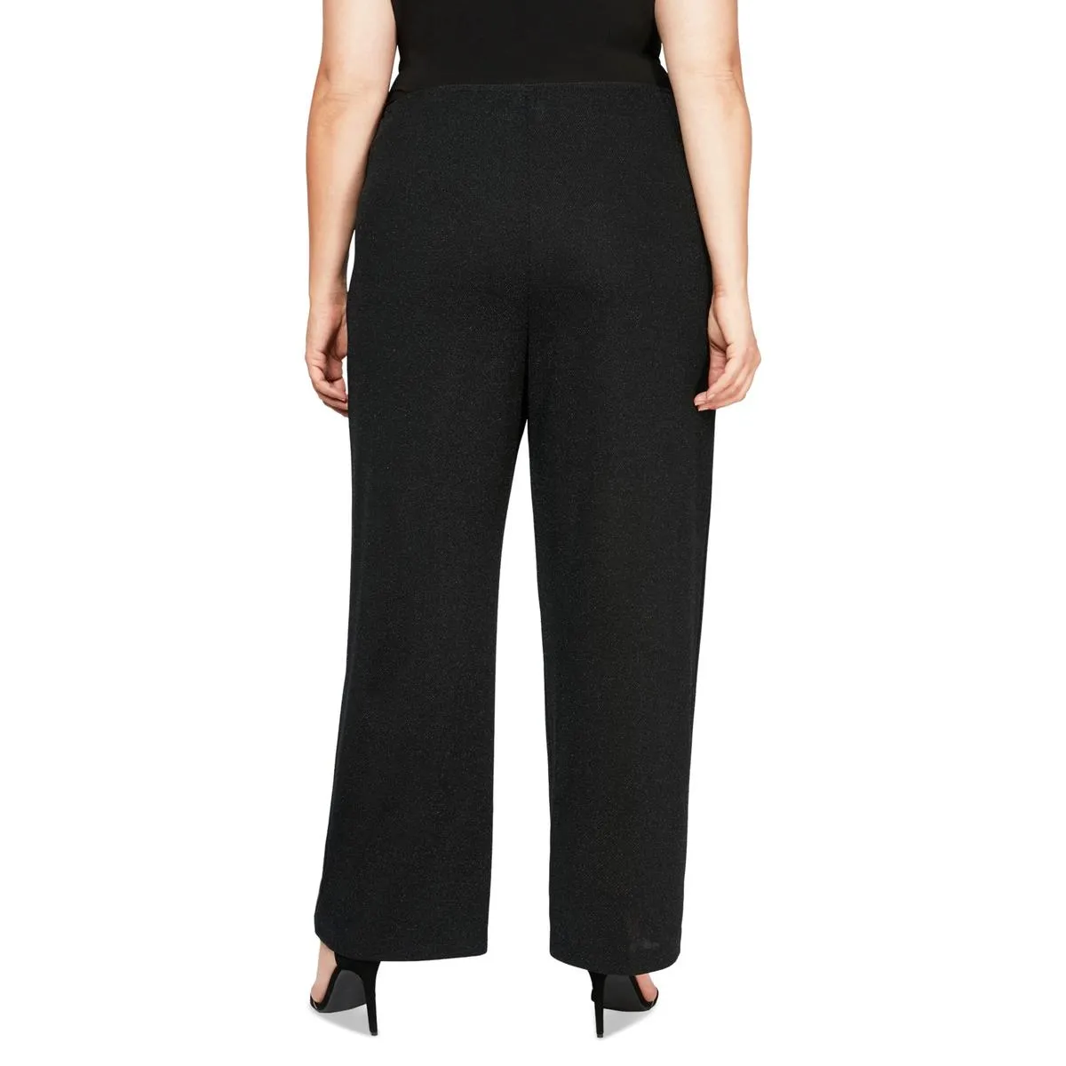 Plus Womens Metallic Stretch Straight Leg Pants