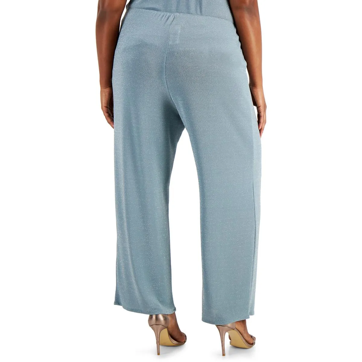 Plus Womens Metallic Stretch Straight Leg Pants