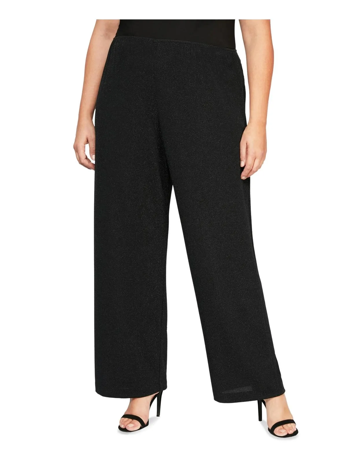 Plus Womens Metallic Stretch Straight Leg Pants