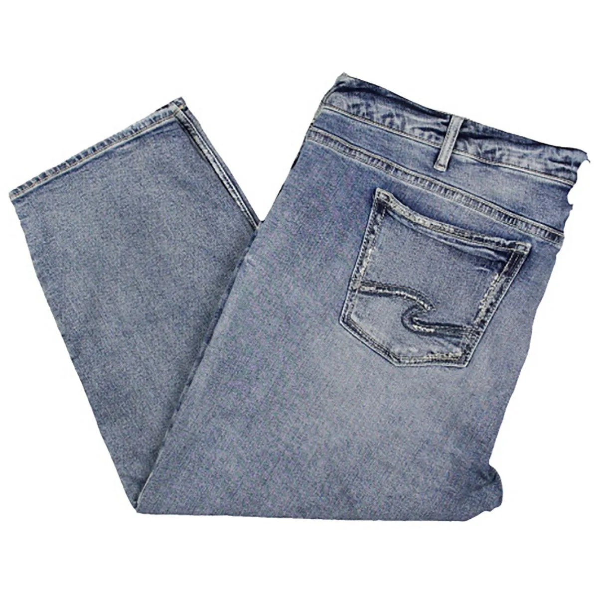 Plus Womens Mid-Rise Distressed Capri Jeans