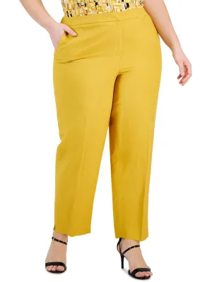 Plus Womens Mid-Rise Stretch Straight Leg Pants