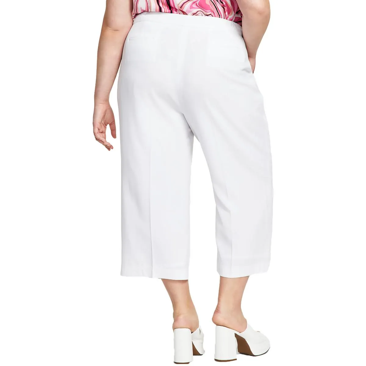 Plus Womens Textured Mid Rise Wide Leg Pants