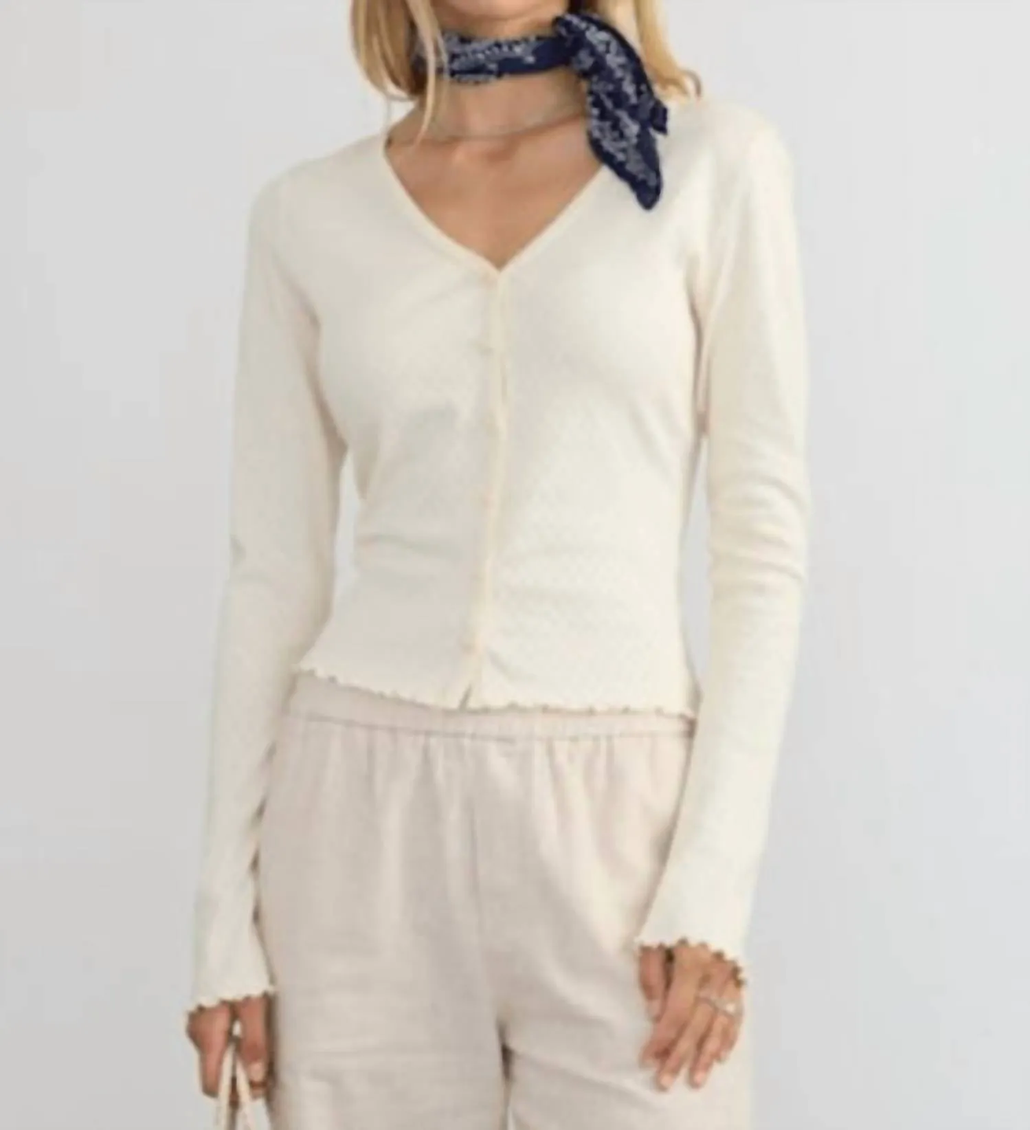 Pointelle Cardigan In White