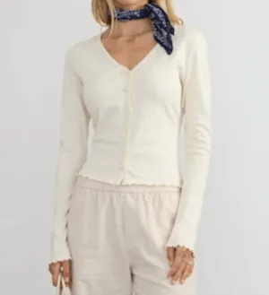 Pointelle Cardigan In White