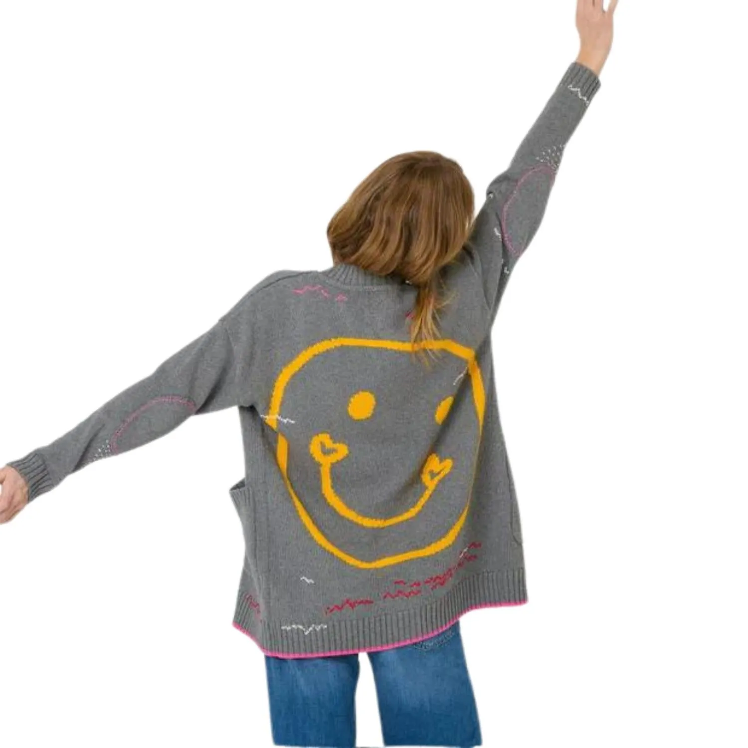 Poppy Cardigan Smiley In Grey