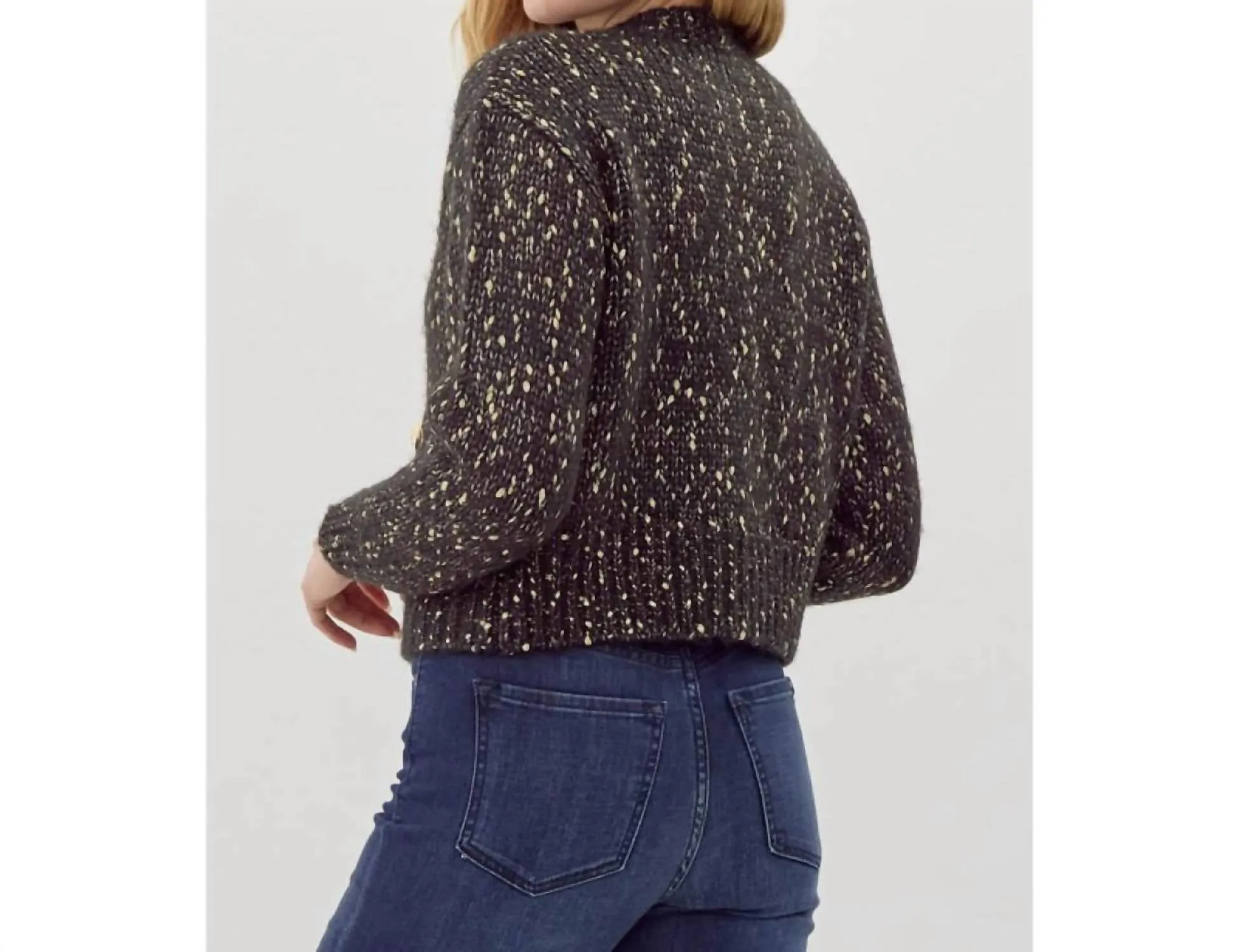 Preppy Knit Crop Cardigan In Black