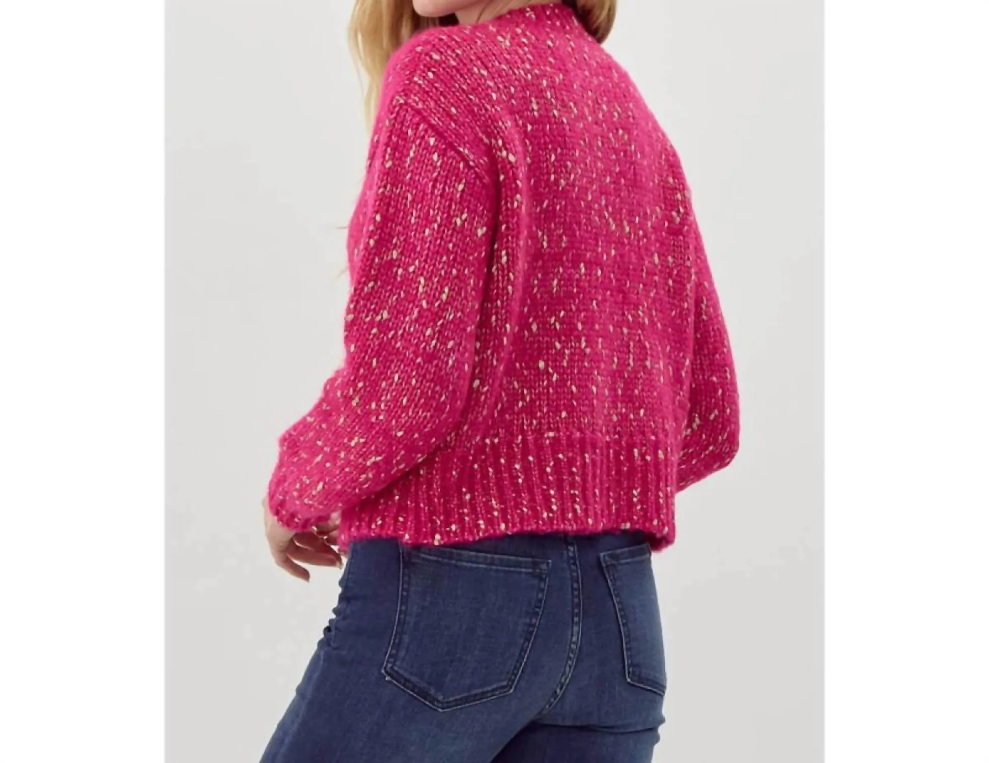 Preppy Knit Crop Cardigan In Pink