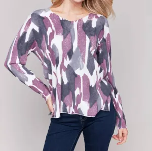 Printed V-Neck Sweater In Pastel