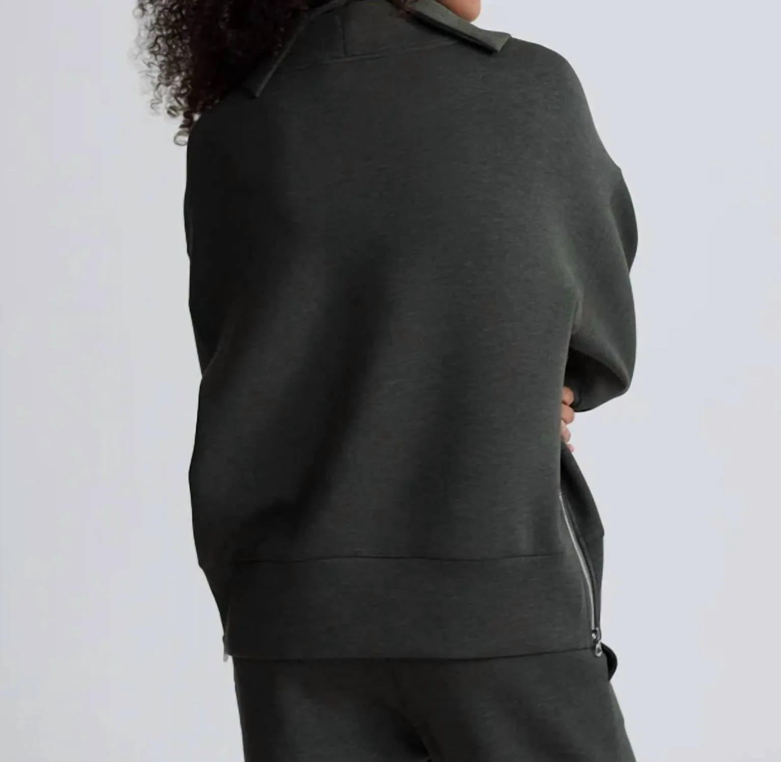 Priya Longline Sweat In Olive Marl