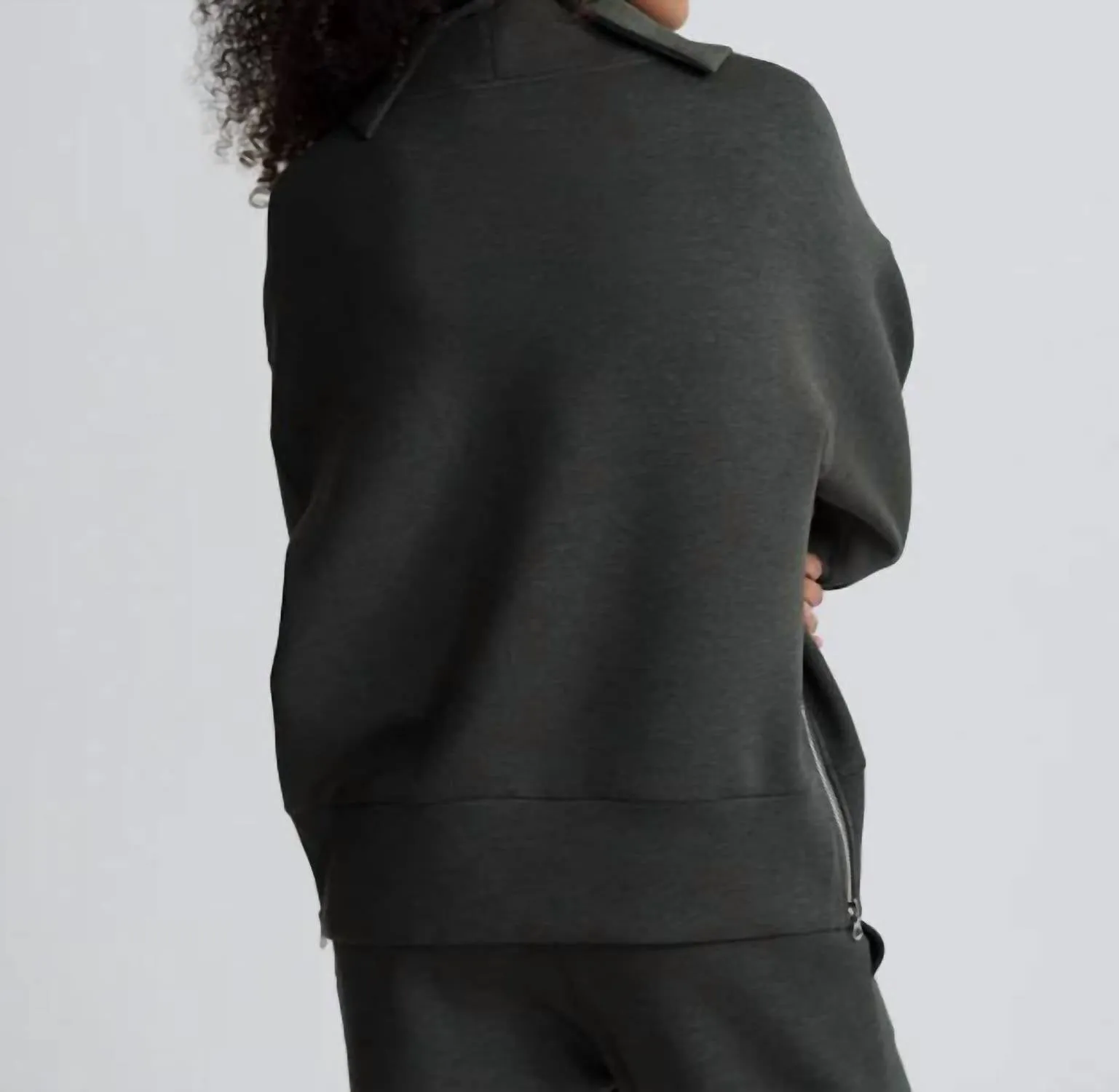 Priya Longline Sweater Top In Olive Marl