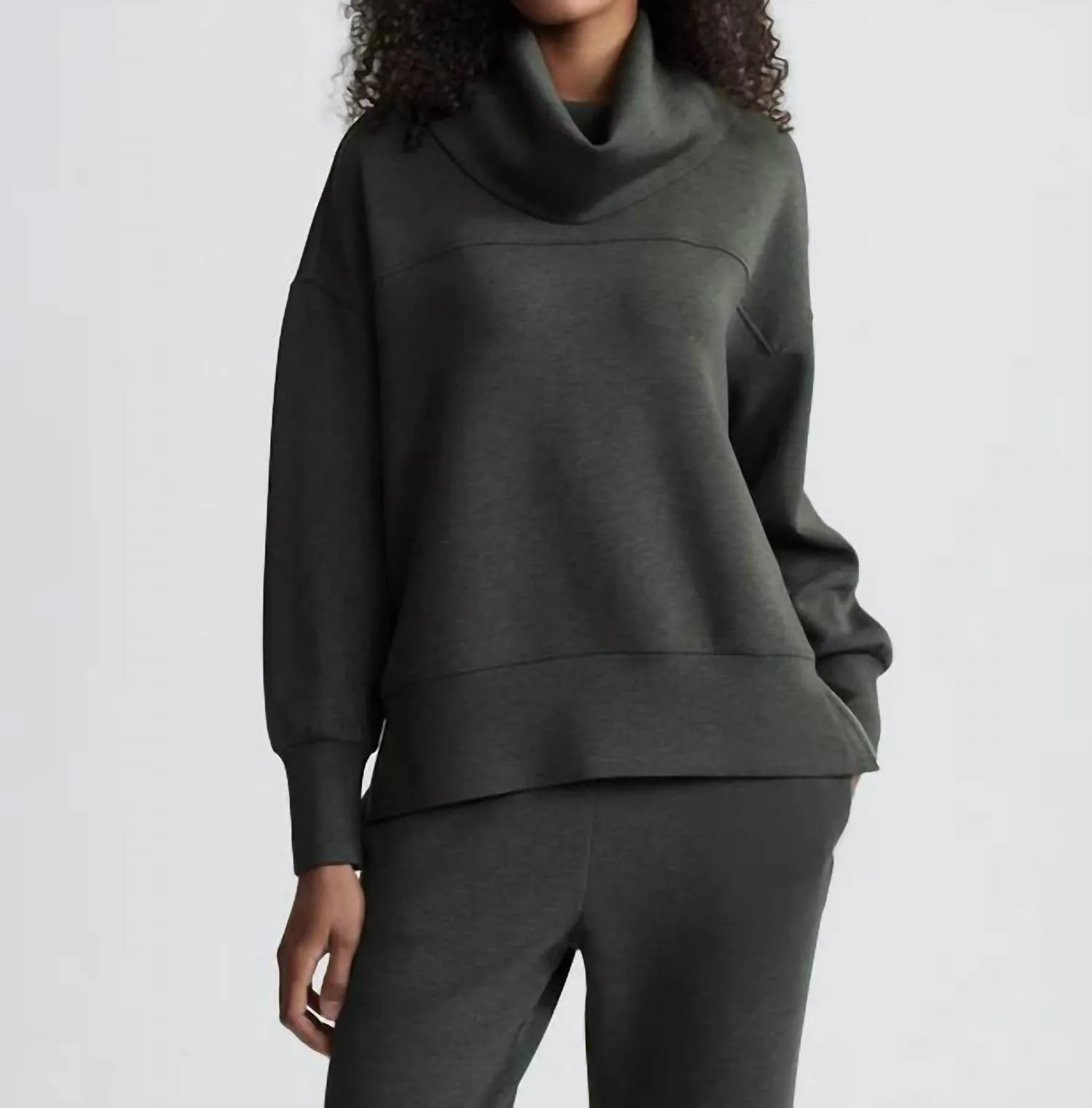 Priya Longline Sweater Top In Olive Marl