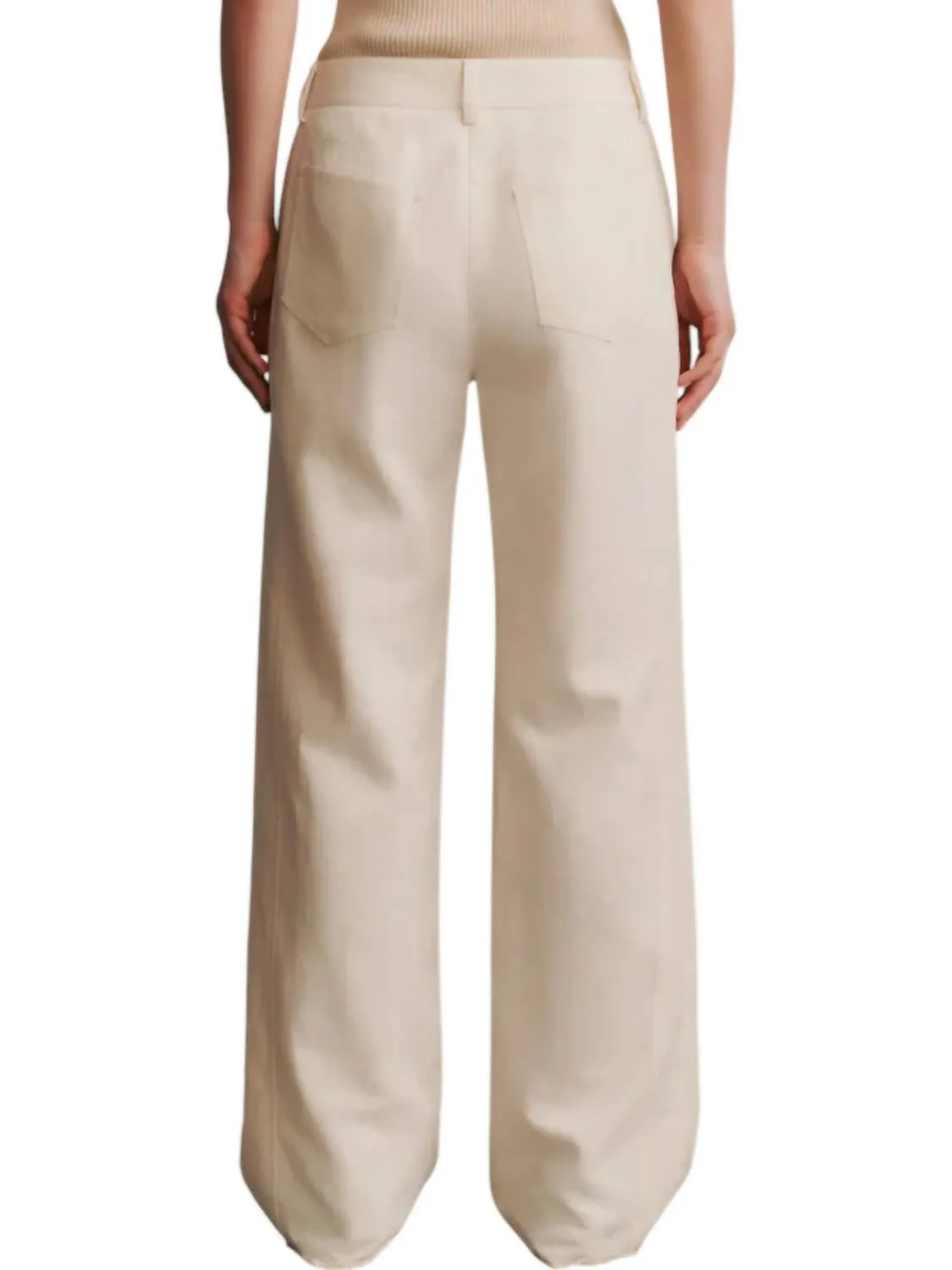 Puddle Cotton Linen Wide Leg Pants In Bone