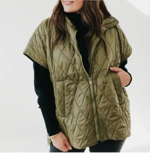 Quin Quilted Vest In Olive