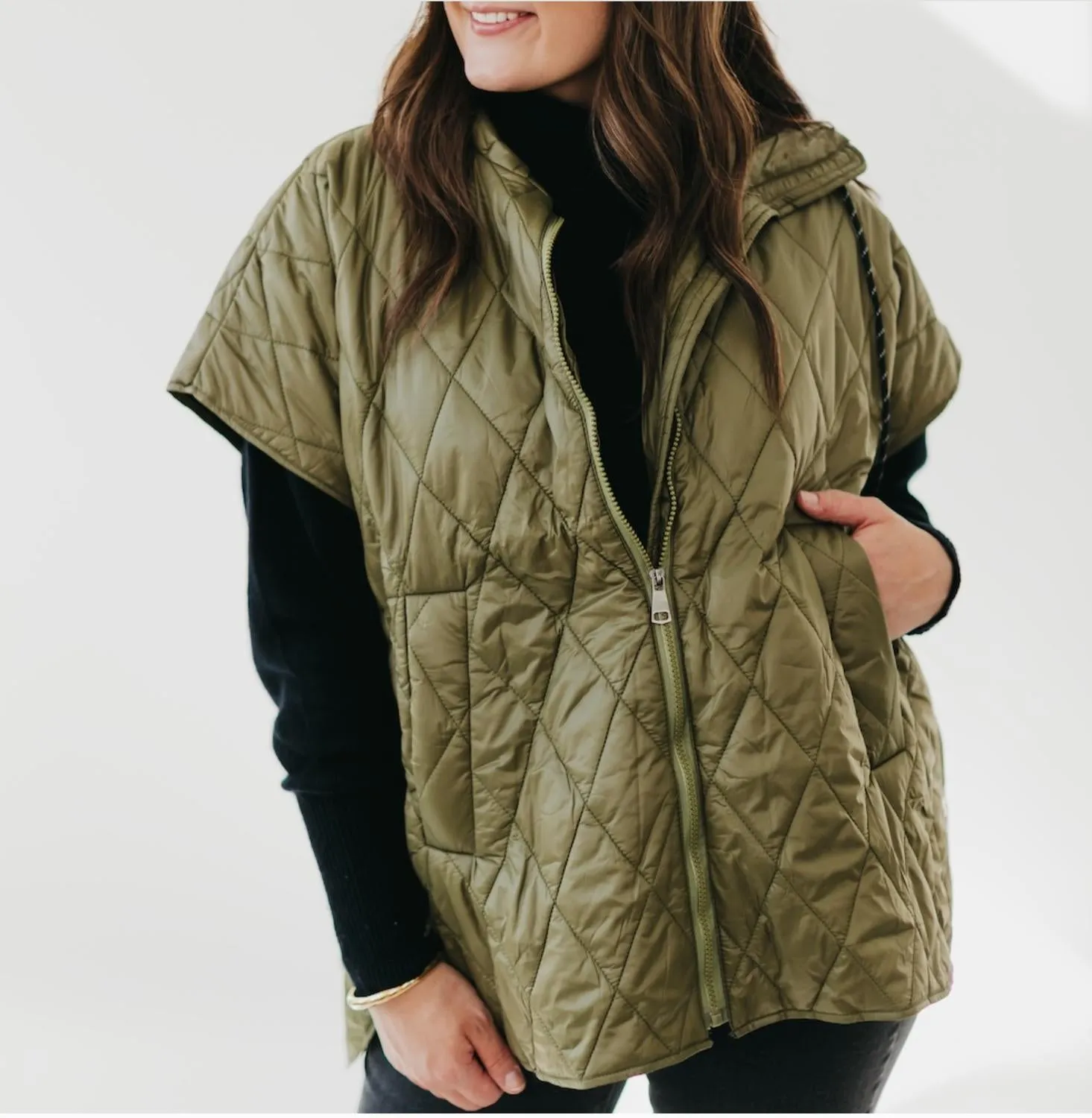 Quin Quilted Vest In Olive