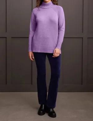 Raglan Cowl Neck Sweater In Orchid