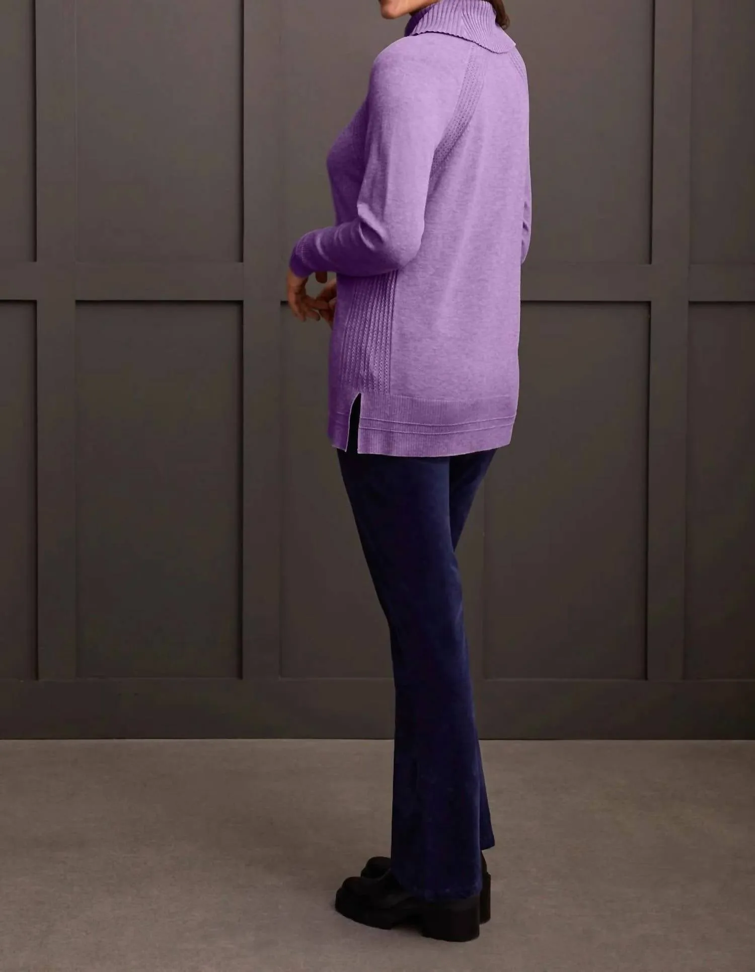 Raglan Cowl Neck Sweater In Orchid
